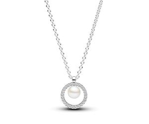 Pandora Bijou intemporel en argent sterling avec perle de culture d'eau douce blanche et oxyde de zirconium transparent