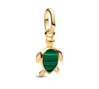 PANDORA Bijou Mini Charm-Pendentif Tortue Verte Dorée 763823C01