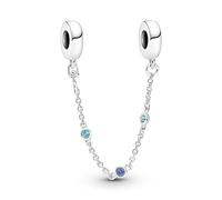 Pandora Bijoux Chaîne De Sécurité Argent Triple Pierre Bleue 791688C01-05