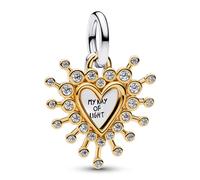Pandora Bijoux Charm Pendentif Radiant Cœur Bicolore 764141C01