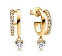 Pandora Bijoux Créoles pour Femmes Baumelndes Cœur Boucles D'Oreilles Or