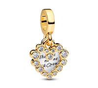 PANDORA Bijoux Double Charm Pendant Cœur Étincelant Doré 763765C01