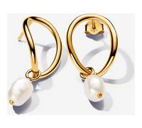 Pandora Boucles d’Oreilles Cercle de Forme Organique & Perle de Culture d'Eau Douce Traitée one size