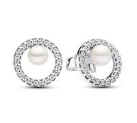 Pandora Boucles d'oreilles Boucles d'oreilles à tige en perles de culture d'eau douce et halo pavé