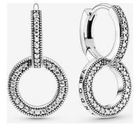 Pandora Boucles d'Oreilles Créoles Doubles Scintillantes one size