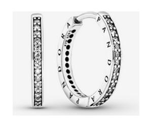 Pandora Boucles d'Oreilles Créoles Scintillement et Signature Pandora one size