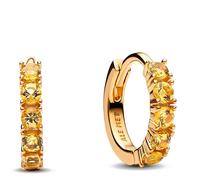 Pandora Timeless 263849C01 Boucles d'oreilles Huggie en argent sterling plaqué or 14 carats avec zircones