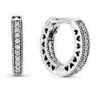 Pandora Boucles d'oreilles Petites boucles d'oreilles créoles en argent sterling Pandora Hearts 296317CZ