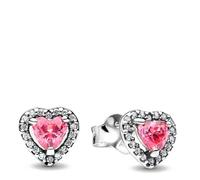 PANDORA Timeless 298427C02 Boucles d'oreilles en Forme de cœur Rose en Argent Sterling avec zircone, 3,5x6,8x7 mm, Argent Sterling, Zircone cubique