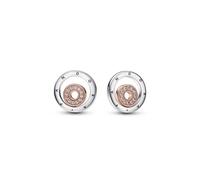 Pandora - Boucles d'oreilles Signature Cercles Logo Bicolores - Femme - Accessoires - Gris - Taille: ONE Size