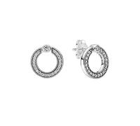 Pandora - Boucles d'oreilles Stud Cercle Pavé & Logo Réversibles - Femme - Accessoires - Blanc - Taille: ONE Size