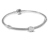 PANDORA Bracelet à breloques pour femme avec mini éléphant, finition mate, argent sterling 925, lot, ensemble de bijoux tendance et moderne 21504 18 cm