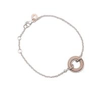Pandora Signature Bracelet Logo en argent sterling et métal plaqué or rose 14 carats avec zircones cubiques transparentes, 16