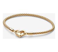 Pandora Bracelet Moments maille cloutée métal plaqué or 14 carats fermoir en forme de cœur 17 cm