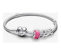 Pandora Bracelet Composé Charm Love et Mini Murano Rose one size
