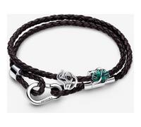 Pandora Bracelet Composé en Cuir Monstera Vert & Éléphant Ajouré one size