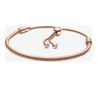 Pandora Bracelet maille serpent en métal plaqué or rose 14 carats avec zircones cubiques transparentes,