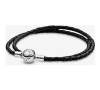 Pandora Bracelet en Cuir Noir Double Tour 41 cm