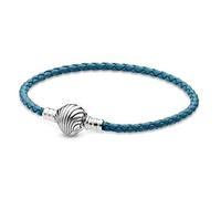 Pandora Bracelet en Cuir tressé avec Fermoir Coquillage Turquoise