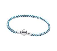 PANDORA Bracelet Maille Serpent Bleu en Argent Sterling, Combinaison Tissu et métal, Collection Moments, Longueur 19 cm, 593816C01-19, 593816C01-19, Argent Sterling, Pas de gemme