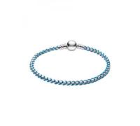 PANDORA Bracelet Maille Serpent Bleu en Argent Sterling, Combinaison Tissu et métal, Collection Moments, Longueur 19 cm, 593816C01-19, 593816C01-19, Argent Sterling, Pas de gemme