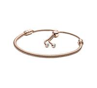Pandora Bracelet maille serpent en métal plaqué or rose 14 carats avec zircones cubiques transparentes,
