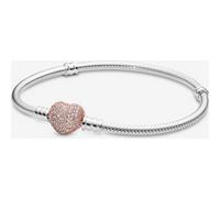 Pandora Bracelet Maille Serpent Fermoir Cœur Pavé Pandora Moments 16 cm