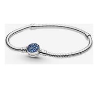 Bracelet Maille Serpent Fermoir Médaillon Bleu Pandora Bijoux - Argent Bleu Argent 18 cm