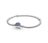Pandora Bracelet maille serpent fermoir médaillon bleu scintillant, 19