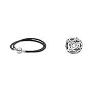 Pandora Bracelet Moments 590745CBK-D3 Cuir Noir & Charm 791872 Infinity Sparkle