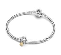 PANDORA Bracelet pour femme avec breloque maison et cœur, Lot 21 cm | Ensemble de bijoux élégant avec bracelet et breloque maison pour femme, idée cadeau romantique
