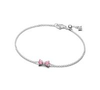 PANDORA Bracelet pour femme avec nœud rose et argent 594234C01, 18 cm, Argent sterling, Oxyde de zirconium