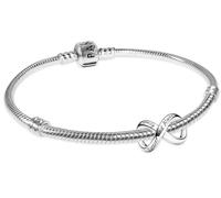 PANDORA Bracelet pour femme Forever & Ever Infinity, ensemble de bijoux en argent avec breloque symbole d'éternité 68309 18 cm