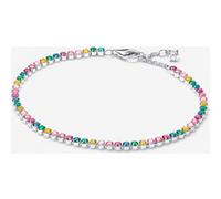 Sterling Silver Tennis Bracelet with Yellow, Blue, Phlox Pink, Green Crystal, Pink, Clear and Fancy Pink Cubic Zirconia