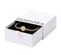 Pandora Signature Moments Bracelet maille serpent O Couronné Scintillant en métal plaqué or 14 carats avec zircones cubiques transparentes, 17