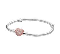 Pandora Bracelet Maille Serpent Fermoir Cœur Pavé Pandora Moments 17 cm