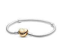 Pandora Icons Bracelet en argent avec fermoir en forme de cœur en métal plaqué or 14 carats, 17