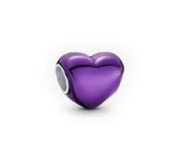 Pandora Breloque cœur en argent sterling avec émail violet transparent 793337C01, taille unique, Argent sterling, Pas de gemme