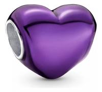 Pandora Breloque cœur Argent sterling 793337C01 émail violet transparent, Taille Unique, Pas de gemme