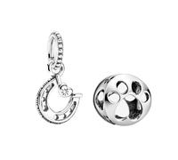 Pandora Breloque fer à cheval porte-bonheur + breloque en forme de patte de chien ouverte en argent sterling orné d'une pierre de zircone - SET799157C01+798869C00, taille unique, Argent sterling,