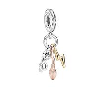 Pandora Breloque Harry Potter Nimbus 2000 & Blitz en argent sterling plaqué or 18 carats et alliage plaqué or rose 14 carats