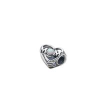 Pandora Charm Mum et Cœur ajouré – Argent sterling, opale rose créée en laboratoire, inscription Mom