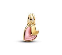 Pandora Breloque mère Fille avec plaqué Or 14 carats et Nacre synthétique Rose, Compatible avec Moments ME, 763766C01
