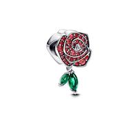 PANDORA Breloque Rose en Argent Sterling, Standard, Argent Sterling, Zircone cubique
