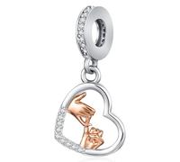 Pandora Charm 925 Argent Cœur Charms Amour Perle Bracelet Pendentif Saint-Valentin Fête des Mères Bijoux pour Femmes Femmes Filles Mère Fille Petite amie