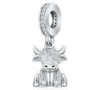 Pandora Charm 925 Argent vache des Highlands Charms vache Perle animal Bracelet Pendentif Saint-Valentin Fête des Mères Bijoux pour Femmes Femmes Filles Mère Fille Petite amie