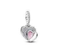PANDORA Charm Pendentif double cœur Beautiful Mother 794456C01 Argent 925 Zircone Opale