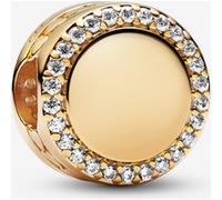 PANDORA Engravable 14k Gold-Plated Charm with Clear Cubic Zirconia