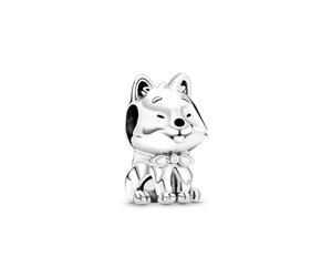 Pandora Charm Chien japonais Akita Inu en argent sterling avec émail blanc, rouge et noir