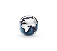 Pandora Charm clip Globe en argent sterling avec émail bleu transparent